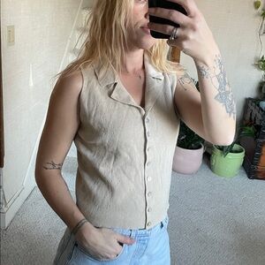 Maurices Vintage Beige Tan Sleeveless Knit Sweater Vest Top